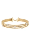 Meshmerise 18k Gold Plated Stainless Steel Diamond Bangle Bracelet In Yellow Gold