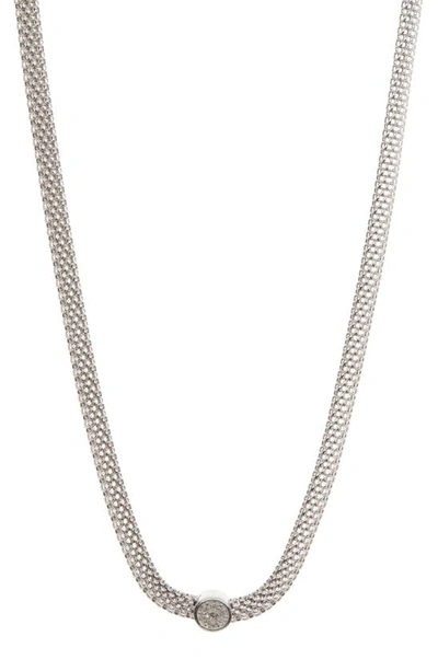 Meshmerise 18k Rose Gold Plated Diamond Necklace In White Gold