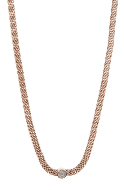 Meshmerise 18k Rose Gold Plated Diamond Necklace
