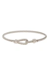 Meshmerise Diamond Hook And Loop Bangle Bracelet In White Gold