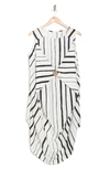 Patrizia Luca Scoop Neck Sleeveless Dot Stripe Print Dress In White Stripe