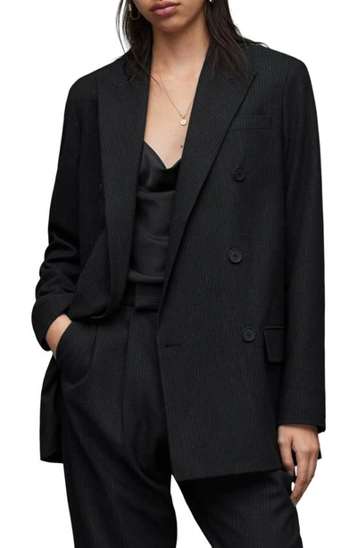 Allsaints Astrid Pinstripe Blazer In Black
