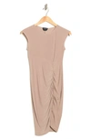 Bebe Ruched Jersey Dress In Taupe