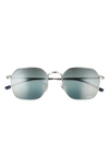 Ray Ban 55mm Polarized Mirror Geometric Sunglasses In Silver