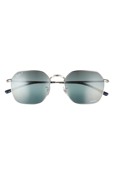 Ray Ban 55mm Polarized Mirror Geometric Sunglasses In Silver