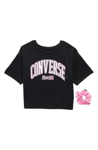 Converse Kids' Boxy T-shirt & Scrunchie Set In Black