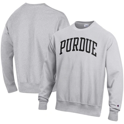 CHAMPION CHAMPION HEATHERED GRAY PURDUE BOILERMAKERS ARCH REVERSE WEAVE PULLOVER SWEATSHIRT