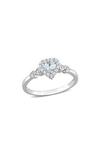 Delmar Sterling Silver, Created White Sapphire, & Created Blue Sapphire Heart Ring In Blue