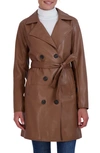 Sebby Faux Leather Trench Jacket In Toffee