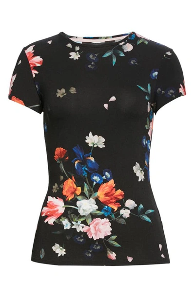 Ted Baker Periie Sandalwood Floral Jersey Fitted Tee In Black