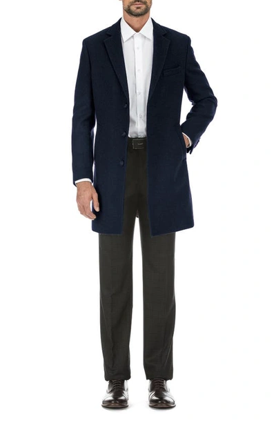 English Laundry Wool Blend 3-button Three-quarter Length Top Coat In Navy