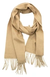 Portolano Fringe Trim Cashmere Scarf In Camel