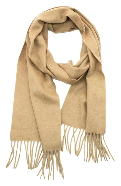 Portolano Fringe Trim Cashmere Scarf In Camel