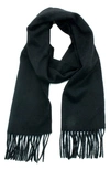 Portolano Fringe Trim Cashmere Scarf In Black