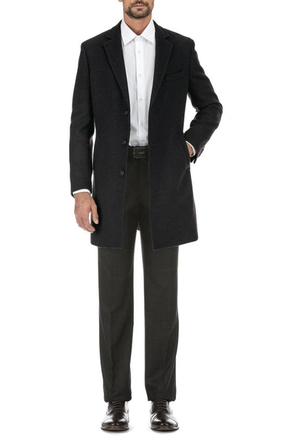 English Laundry Men's Textured Wool Blend Overcoat In Black