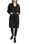 Belle & Bloom Publisher Double Breasted Plaid Print Wool Blend Coat In Black Plaid