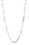 Meshmerise 18k White Gold Plated Diamond Paperclip Chain Necklace
