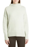 Vince Marled Funnel Neck Wool Blend Sweater In Celery/ Off White