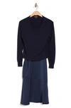 Sam Edelman Slipdress & Long Sleeve Sweater Two-piece Set In Navy