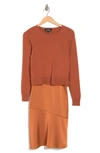 Sam Edelman Slipdress & Long Sleeve Sweater Two-piece Set In Copper