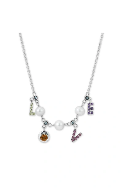 Samuel B. Sterling Silver Mixed Stone 'love' Pendant Necklace In Multi