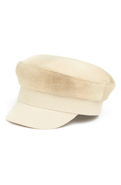 Vince Camuto Plaid Corduroy Conductor Cap In Natural
