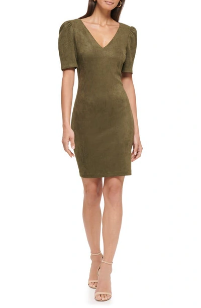 slim fit dress slacks Olive Green Button Up Collared Dress S