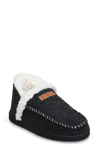 Gaahuu Faux Fur Moc Toe Slipper In Black