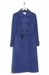 Cole Haan Signature Slick Belted Double Breasted Trench Coat In Denim