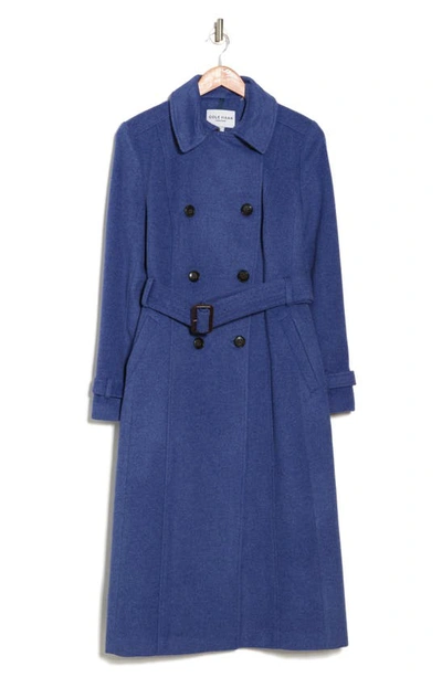 Cole Haan Signature Slick Belted Double Breasted Trench Coat In Denim