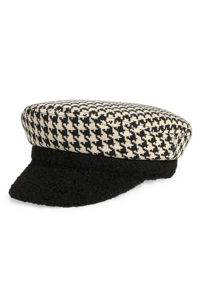 Btb Los Angeles Houndstooth Conductor Hat In Black And White Tweed