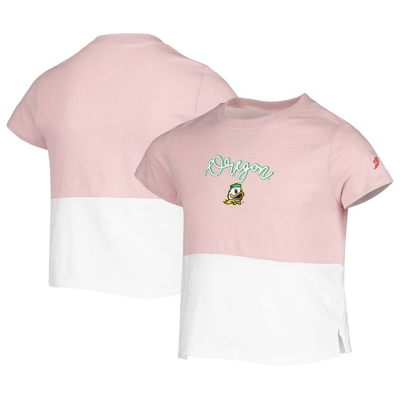 League Collegiate Wear Kids' Girls Youth  Pink, White Oregon Ducks Colorblocked T-shirt In Pink,white