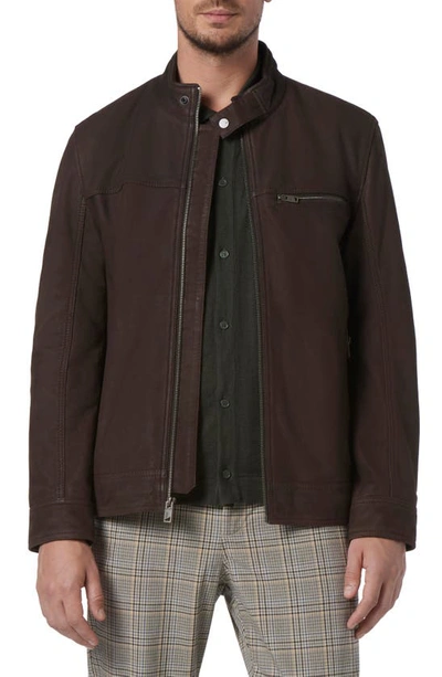 Andrew Marc Norworth Leather Jacket In Dark Brown