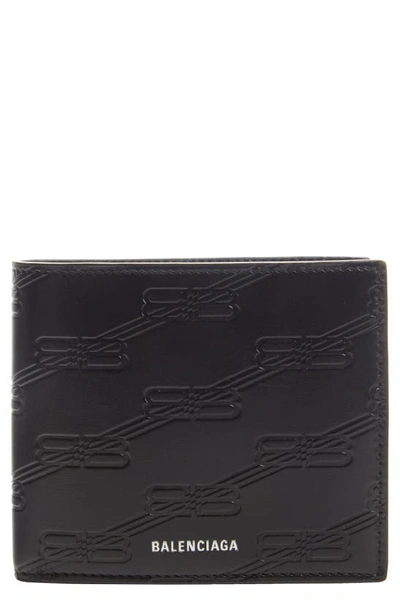 Balenciaga Bb License Logo Leather Bifold Wallet In Black