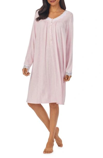 Eileen West Long Sleeve Jersey Nightgown In Blush
