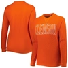 PRESSBOX PRESSBOX ORANGE CLEMSON TIGERS SURF PLUS SIZE SOUTHLAWN WAFFLE-KNIT THERMAL TRI-BLEND LONG SLEEVE T-