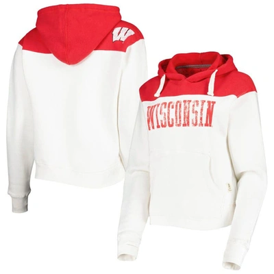 Pressbox Women's  White, Red Wisconsin Badgers Chicago 2-hit Yoke Pullover Hoodie In White,red