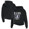 Wear By Erin Andrews Black Los Angeles Rams Cropped Sponge Fleece Pullover Hoodie In Black
