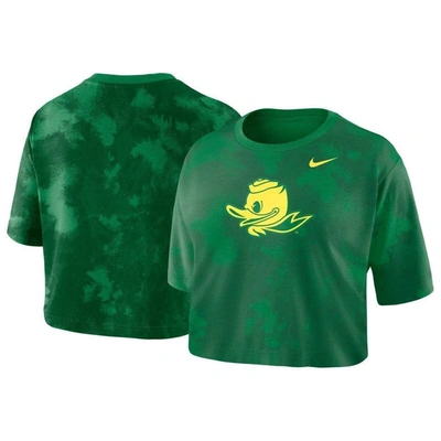 Nike Green Oregon Ducks Tie-dye Cropped T-shirt