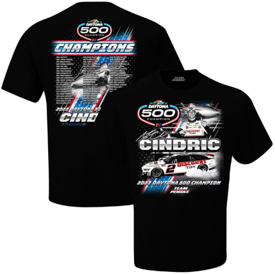 Team Penske Checkered Flag Black Austin Cindric 2022 Daytona 500 Champion Past Champions T-shirt
