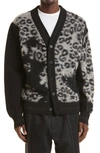 Y-3 LEOPARD SPOT WOOL BLEND CARDIGAN