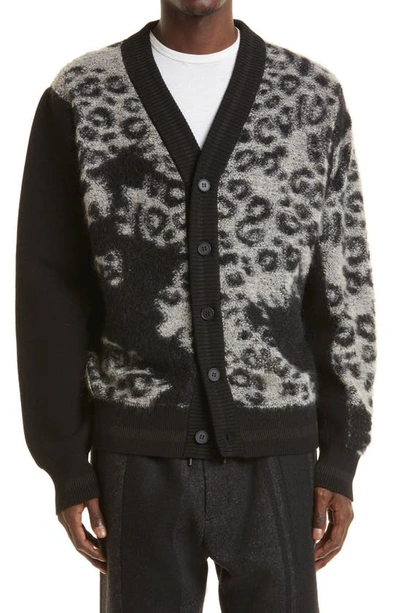 Y-3 Leopard-print Button-up Cardigan In Black