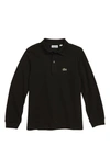 Lacoste Solid Long Sleeve Polo In Black