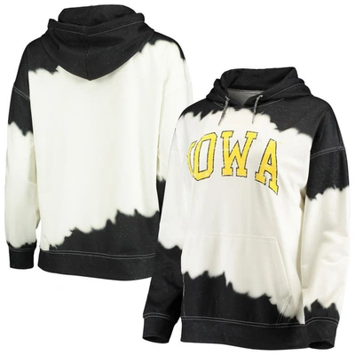Gameday Couture Women's  White, Black Iowa Hawkeyes For The Fun Double Dip-dyed Pullover Hoodie In White,black