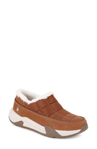 Spyder Leah Faux Fur Lined Waterproof Slip-on Sneaker In Roasted Pecan