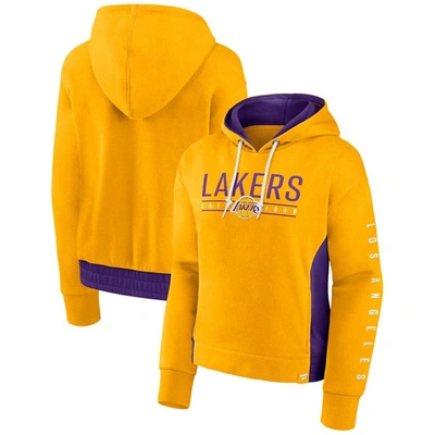 Fanatics Branded Gold Los Angeles Lakers Iconic Halftime Colorblock Pullover Hoodie