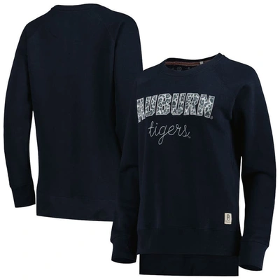 Pressbox Navy Auburn Tigers Steamboat Animal Print Raglan Pullover Sweatshirt