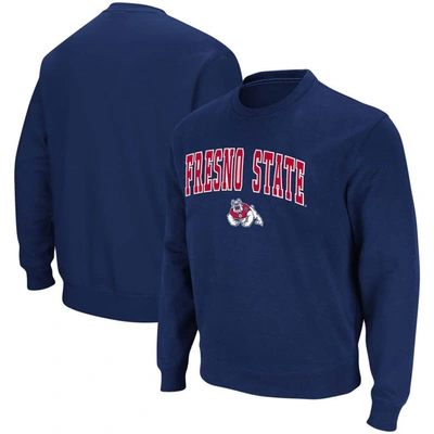 Colosseum Men's  Navy Fresno State Bulldogs Arch And Logo Tackle Twill Pullover Sweatshirt