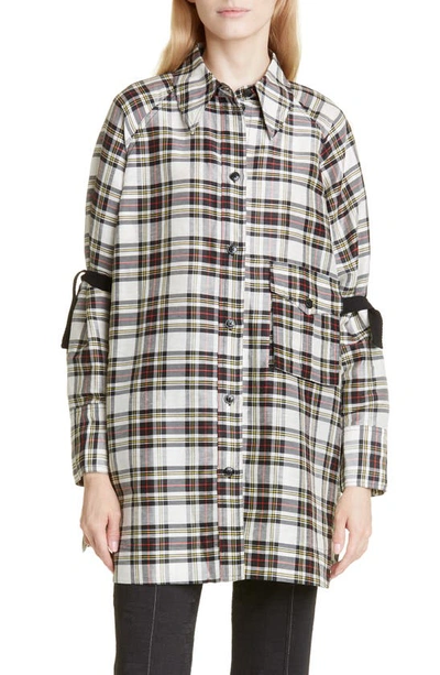 Ganni Checked Long-sleeve Shirt In Multi-colored