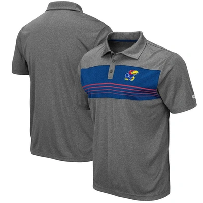Colosseum Heathered Charcoal Kansas Jayhawks Smithers Polo In Heather Charcoal
